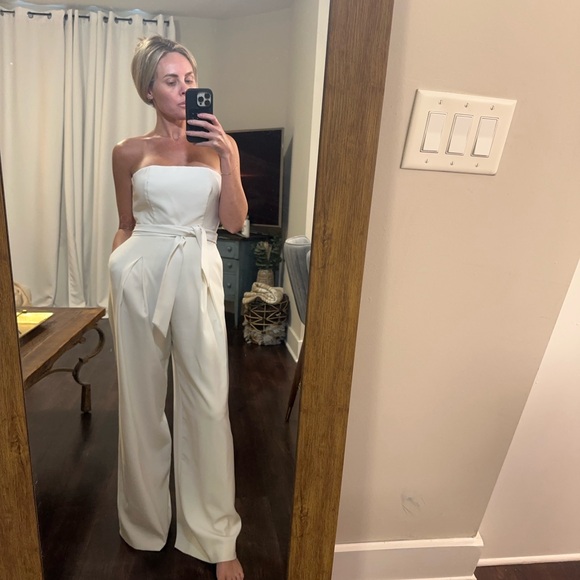 NBD Strapless White Jump Suit with Pockets - Picture 3 of 10
